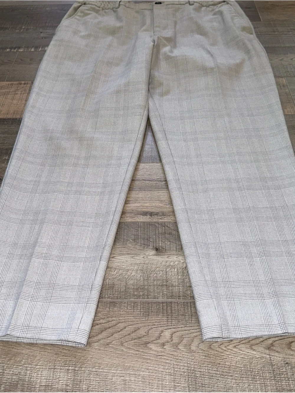 Zara Light Gray Plaid Dress Pants